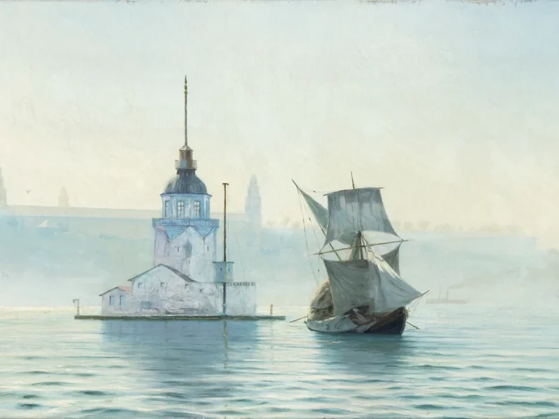 1859-Aleth Bjørn - Vista verso la Torre di Leandro, sul Bosforo